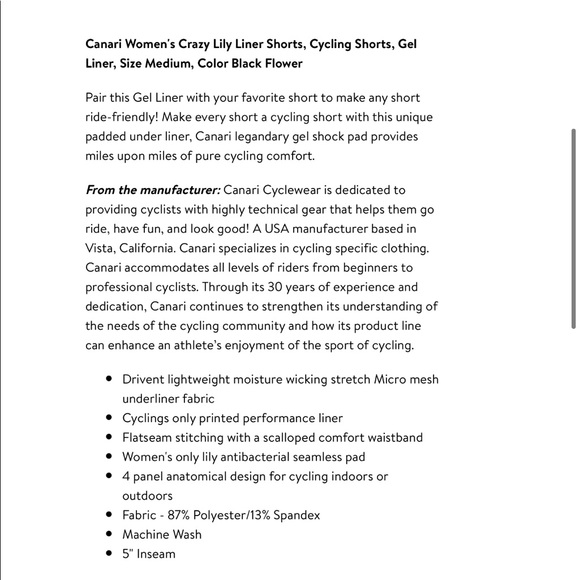 NWT Car air Black Floral Printed Gel Padded Cycling Athletic Briefs Shorts - Picture 6 of 12